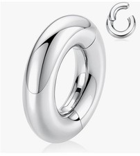 1 0g 5/8 Silver Hinged Hanger Prince Albert Ring Surgical Steel 316L PA  Ring picture