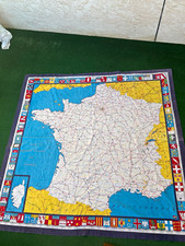Vintage French Map Fabric Les Belles Routes de FranceRegional Coats of Arms1950s picture
