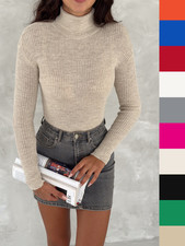 VAV Women's Turtleneck Knit Top 10 Colors Turtleneck Basic Body Ribbed Top picture