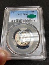 1957-P PCGS CAC MS66+ (Plus) Washington Quarter w/ Exceptional, Vibrant Toning picture
