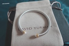 NEW Sterling Silver 4mm Pearl & 18K Gold Cable Cuff DiamondDavld Bracelet picture