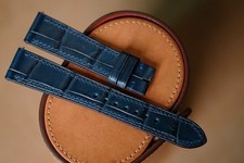 Handmade Navy Blue Leather Grand Seiko Strap size 19/16 or any size picture