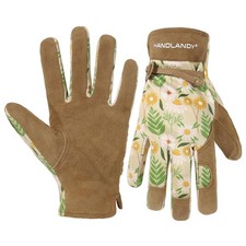 Women's Waterproof Leather Gardening Gloves Size Medium for Ladies Khaki picture