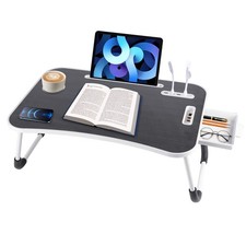 Laptop Tray Lap Desk Stand Foldable Bed Table Notebook Tray Cup Slot Adjustable picture