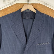 VTG Carlo Palazzi Suit Mens 42R Navy Blue Pinstripe 3 Button Wool Italy NEW picture