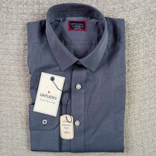 UNTUCKit Pio Cesare Slim Fit Blue Wrinkle Free Button Shirt Size Medium New picture
