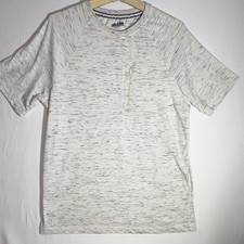 Lake & Trail Men's Heathered White/Gray Crew Neck Zip Pocket T-Shirt L picture