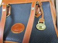 Vintage Dooney & Bourke Bag All Weather Leather USA Rare Brown/Black Two Tone picture