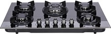 30In Gas Cooktop 5 Burner Ng Lpg Convertible Tempered Glass Hotfield Hf5178-01 picture
