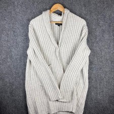 Banana Republic Gray Ribbed Knit Cardigan Sweater Womens Medium Shawl Collar picture