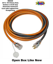 RIDGID 25 ft. 10/4 Heavy Duty Outdoor L14-30 Amp Generator Extension Cord Orange picture