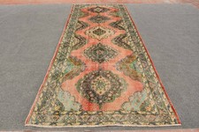 4,8x12,6 ft Rug, Turkish Vintage Rug, Red Green Oriental Rug picture