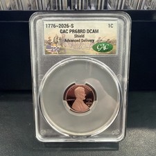 1776-2026 S Lincoln Cent 1C CAC PR68RD DCAM Shield Advanced Delivery picture