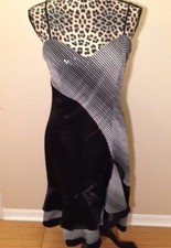 PELICANA - BLACK WHITE SPAGHETTI DRESS - M picture