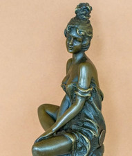 Bronze BARCHAIR Woman Sculpture Statue Lady Art Vintage Home Female France Decor picture