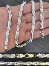 Men's FigaRope Chain Real Solid 925 Sterling Silver Necklace Bracelet 6mm Milano picture