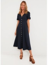 NWOT Tuckernuck Kate V-Neck Poplin Cotton Everyday A-Line Maxi Dress Navy Large picture