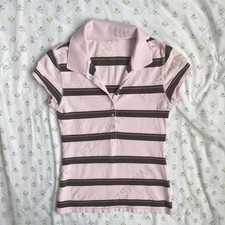Womens Gothic Stripe Shirt S-L Y2K Emo edgy  alt Grunge Lace Trim Baby Tee Top picture