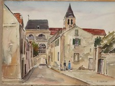 Roland Hamon - Church of Triel - watercolor picture