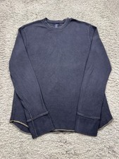 Vtg Gap Sweatshirt Men Medium Black Thermal Waffle Knit Base Layer Crewneck 90s picture