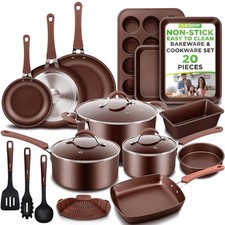 20 Piece Professional Home Kitchen Cookware and Bakeware, Pots and Pans Set N... picture