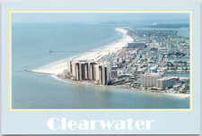 Clearwater FL Aerial View Beachfront Hotels Sandy Beach Ocean Postcard P-230 picture
