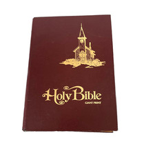 Vintage 1975 Holy Bible KJV Giant Print Red Letter Family Allan HC Burgundy picture
