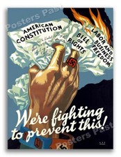1940s “We're Fighting to Prevent This” WWII Propaganda War Poster - 18x24 picture