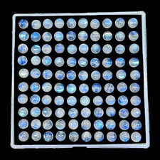 100 Pcs Natural Rainbow Blue Moonstone 6mm Round Loose Cabochon Gemstones Lot picture