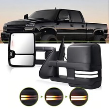 For 2003-2006 Chevy Silverado &GMC Sierra Smoked Switchback Heated Tow Mirrors picture