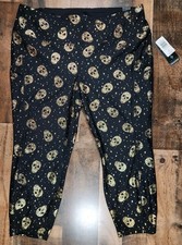 Torrid Leggings Womens 3 Black Gold Foil Stars & Skulls New Plus Size Gothic picture