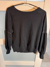 Derek Heart Black Sweater Rhinestone Detail For Women M Cotton/Polyester    37-3 picture