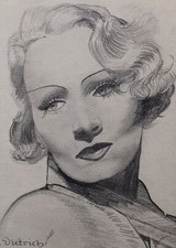 Marlene Dietrich, portrait drawing by Grete Pöschl picture