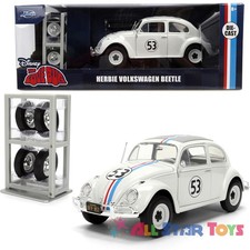 JADA THE LOVE BUG HERBIE 1953 VW BEETLE #53 1/24 RACK & EXTRA WHEELS WHITE 37584 picture