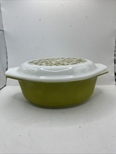Pyrex Verde Avocado Green Oval Casserole Dish 043 1.5 Qt With Lid 843C10 picture