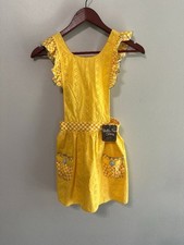 NWT Matilda Jane Splendid Sunshine Pinafore Dress Size 8 Yellow Eyelet Ruffle picture
