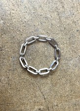 Vtg Modernist Silver Chain Bracelet - Stamped- Length 7.5 inches - 27 grams picture
