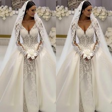 Exquisite Wedding Dresses Long Sleeves With Detachable Train Bridal Gowns picture
