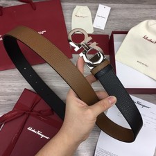 Ferragamo belt authentic men's brown-black Reversible picture