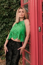 Free People Hankie Halter Top – Green picture