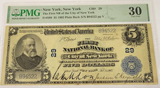 $5 1902 First National Bank City of New York PMG Very Fine 30 Charter 29 picture