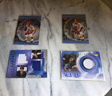 Henrik & Daniel Sedin HOF Jersey, Rc and Auto. UD 00-03.  4 Card Lot Patchs,Auto picture