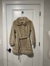 Vintage Lilli Ann Leather Faux Fur Coat Women S/M, English Made 1960s 1970s picture