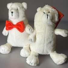 2 Target Giggle Scape White Polar Bears Plush Stuffed Red Bow Tie Hat 9