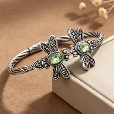 Elegant 925 Sterling Silver Dragonfly Unique Wristband Bracelet Bangle Cuff picture