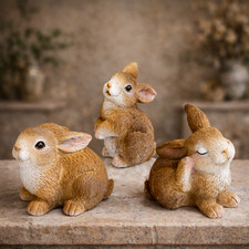 Handmade Brown Bunny Rabbit Figurine Easter Spring Farmhouse Shelf Decor 1 PCs picture