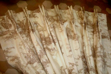 Custom Remade Laura Ashley Drapes English Toile Pure LINEN 2 pc New Lining 87 lg picture