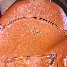Kate Spade New York Brown Pebbled Leather Backpack, Zip Closure, Outer Pocket picture