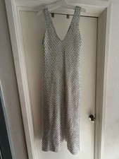Zara Silver Metallic Crochet-Style Net Maxi Dress picture
