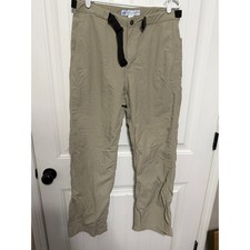 Eastern Mountain Sports Hiking Pants Mens 34 Tan Belted Lightweight Nylon EUC picture